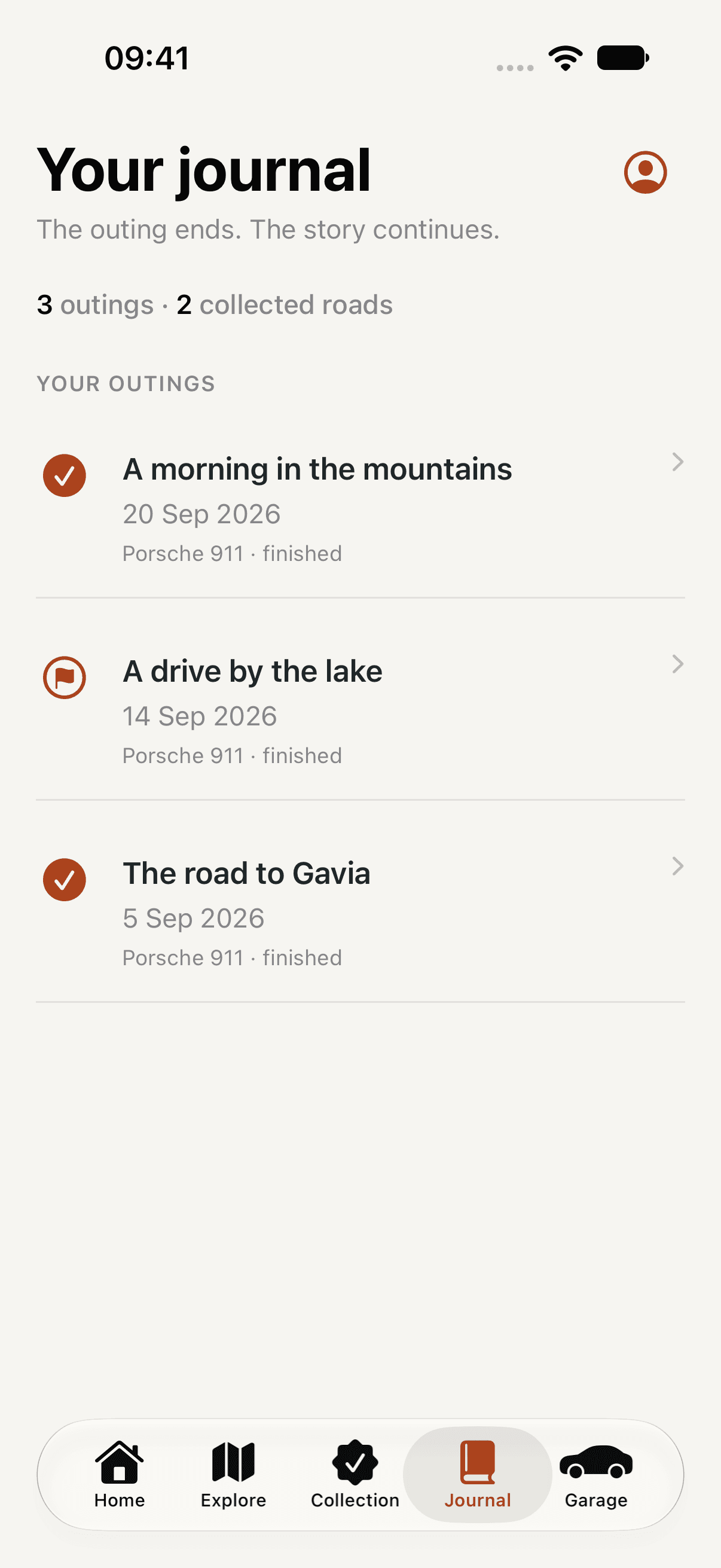 Roadful journal